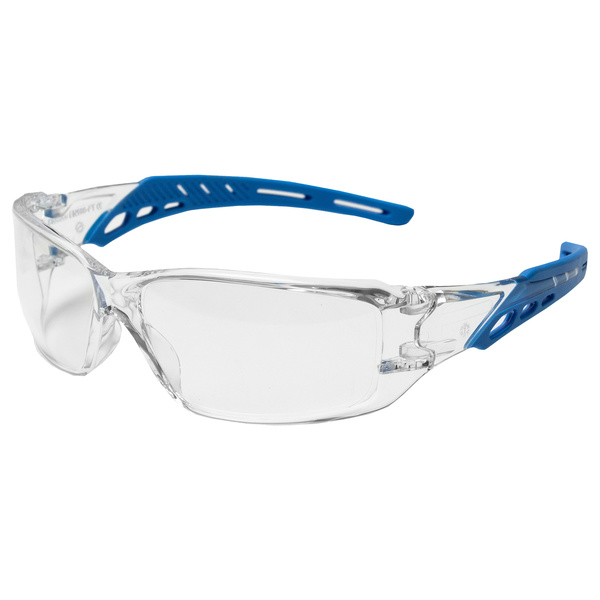 Erb Safety Kick Safety Glasses, Blue Temples, Clear Anti-Fog Lenses 17506